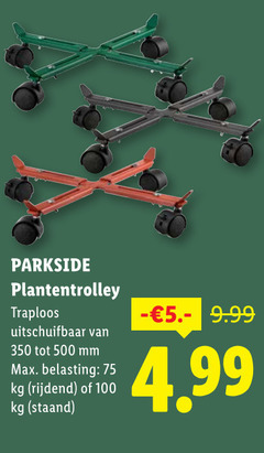  100 350 500 parkside plantentrolley traploos uitschuifbaar mm belasting rijdend staand 