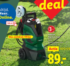  3 5 online deal lidl.nl werkdruk bar parkside jaar hogedrukreiniger kabellengte wateropbrengst toebehoren 