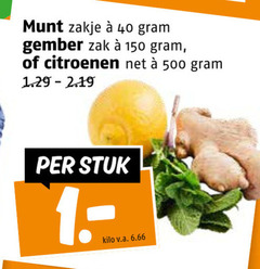  40 150 500 munt zakje gember zak citroenen stuk kilo v.a. 