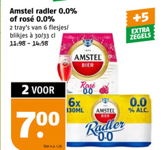  amstel radler bier 2 6 700 0.0 rosee blikjes 30 33 5 zegels 6x 330ml liter v.a. 