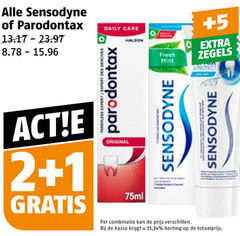  1 2 sensodyne parodontax daily care fresh mint 5 zegels tandvlees expert des original 75ml combinatie kassa 33 34 