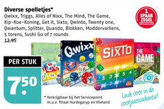  2 3 5 7 750 spelletjes qwixx mind game kip koe koning it twenty one splitter blokken torens sushi go rounds stuk spaar zegel leifheit servicepoint filiaal hurdegaryp vlieland voorjaarsvakantie 
