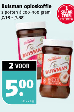 buisman oploskoffie 1 2 potten caramel spaar zegel leifheit 50 kilo v.a. intra 