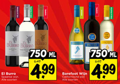  750 stevig fris fruitig soepel burro spaanse wijn soorten ml chardonnay barefoot californische droog 