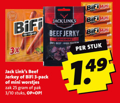 klik op dit plaatje voor een vergroting en voor vergelijkbare aanbiedingen gerelateerd aan
3 25 100 bifi 3x original jack beef pack mini worstjes zak pak 10 stuks links high protein stuk 3 25 100 bifi 3x original jack beef pack mini worstjes zak pak 10 stuks links high protein stuk