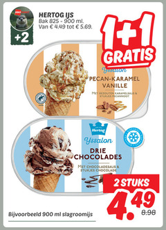  1 2 825 deka hertog ijs bak ml pecan karamel vanille gezouten karamelsaus stukjes pecannoot yssalon drie chocolades chocoladesaus chocolade diepvries fles stuks slagroomijs 