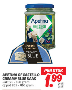  apetina castello blauwe kaas feta 150 herbs spices white cheese creamy blue pak pot stuk 