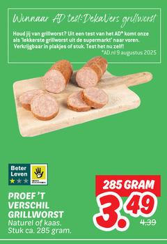  9 grillworst supermarkt plakjes stuk beter leven dieren bescherming naturel kaas ca. 3 