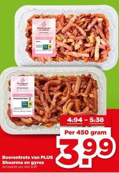  450 boerentrots keten nederlandse boeren varken shoarmavlees beter leven gebruiken gekoeld gewicht gyros shoarma actieprijs kilo 3.99 