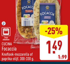  330 thuis afbakken cucina focaccia bell peppers olives garlic mozzarella nutri score ge knoflook paprika olijf 