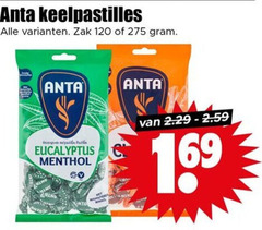  anta flu snoep 120 keelpastilles zak cpu eucalyptus menthol 16 