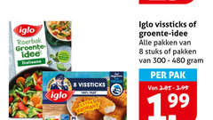  8 100 300 iglo roerbak groente idee italiaans vissticks filet krokant versheid pakken stuks pak 3.99 