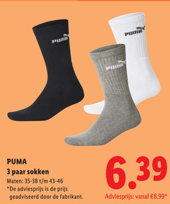  3 puma paar sokken maten geadviseerd 