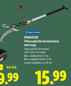 klik op dit plaatje voor een vergroting en voor vergelijkbare aanbiedingen gerelateerd aan
3 5 6 30 parkside telescopische boomschaar zaag telescopisch 1 65 traps snijdiameter cm lengte zaagblad ca. 3 5 6 30 parkside telescopische boomschaar zaag telescopisch 1 65 traps snijdiameter cm lengte zaagblad ca.