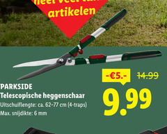 klik op dit plaatje voor een vergroting en voor vergelijkbare aanbiedingen gerelateerd aan
4 6 artikelen parkside telescopische heggenschaar uitschuiflengte ca. cm traps snijdikte mm 4 6 artikelen parkside telescopische heggenschaar uitschuiflengte ca. cm traps snijdikte mm