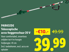  4 20 parkside telescopische accu heggenschaar comfortabel snoerloos snijden hoogte snijlengte cm toebehoren oplader 