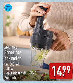  40 200 snoerloze hakmolen ca. ml oplaadbaar usb stuk 