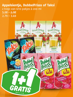  2 200 appelsientje dubbelfrisss taksi trays 6 10 ml fruit drink tropisch appel pomme dubbel frisss 1 cranberry liter v.a. framboos 
