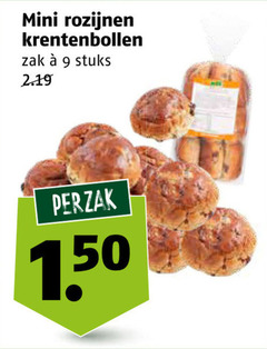  9 mini rozijnen krentenbollen zak stuks 