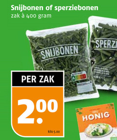  snijbonen sperziebonen 400 zak 2 kilo honig 