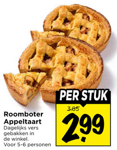  roomboter appeltaart dagelijks vers gebakken personen stuk 