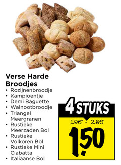  4 150 verse harde broodjes kampioentje demi baguette triangel meergranen rustieke meerzaden bol volkoren mini ciabatta italiaanse stuks 