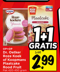  1 dr oetker roze koeken glazuur mans plaatcake roodfruit dr. koek koopmans rood fruit pak 