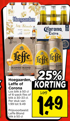  corona hoegaarden leffe blikjes bier speciaalbieren 6 25 50 100 blanche blonde blond blik pack fles stuk 
