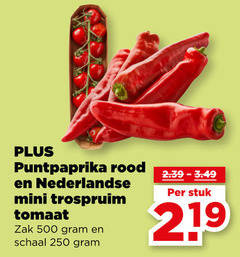  trostomaten puntpaprika 219 250 500 rood nederlandse mini tomaat zak schaal stuk 