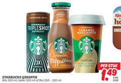  starbucks ijskoffie 300 caramel flavour espresso milk 3x frappuccino blik ml beker fles coffee drink macchiato choco chilled bold creamy hints stuk 