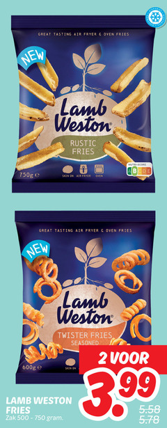  2 tasting air fryer oven fries new lamb weston rustic nutri score skin diepvries twister zak 500-750 seasoned 3.99 