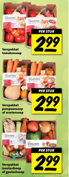  tomaten verspakket tomatensoep stuk pompoen pompoensoep erwtensoep mosterd mosterdsoep goulashsoep goulash 