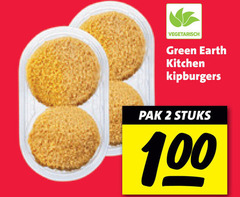  kipburgers 2 100 vegetarisch green earth kitchen pak stuks 