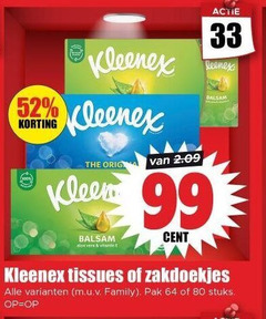  33 64 80 99 kleenex orig balsem aloe vera vitamins cent tissues zakdoekjes family pak stuks 