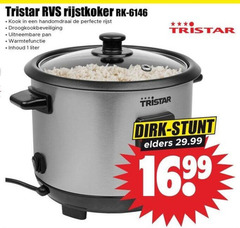  tristar rijstkoker 1 rvs kook handomdraai rijst droogkookbeveiliging uitneembare pan warmtefunctie inhoud liter elders 