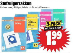  5 stofzuigerzakken philips miele bosch siemens microvezel electrolux aeg tornado moulinex uni bag 5x dusch pack elders 