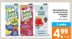  3 100 dubbel frisss appel perzik verfrissend boordevol framboos cranberry suiker boom fruit water natuurlijk mineraalwater scheutje bosfruit dubbelfrisss fruitwater liter m.u.v boost stuks 