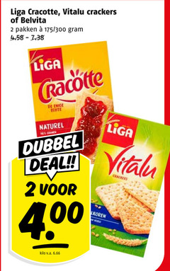  2 96 liga cracotte vitalu crackers belvita pakken 300 racotte enige naturel granen dubbel deal kilo v.a. 