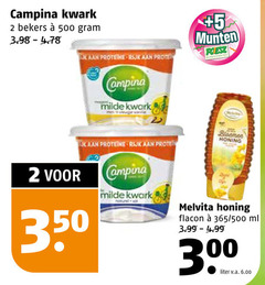  1 2 350 500 campina kwark bekers 5 munten tijk proteine rijk milde supermarkten protein bloemen honing flacon ml 3.99 3 liter v.a. 