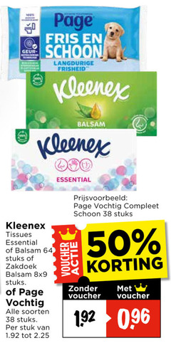  50 64 100 geur page fris schoon kleenex balsem tissues essential stuks zakdoek vochtig soorten stuk voucher 