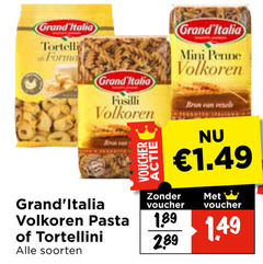  grand italia tortellini fusilli mini penne volkoren voucher pasta soorten 1 