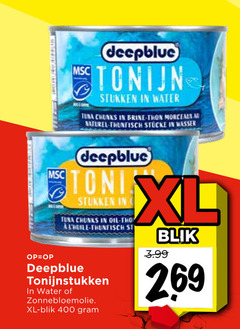  400 deepblue tonijn stukken water tuna chunks brine thon morceaux naturel wasser oil tonijnstukken zonnebloemolie xl blik 3.99 