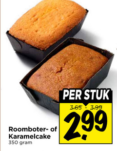  350 roomboter karamelcake stuk 3.99 