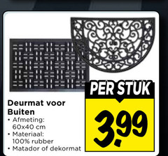  100 deurmat buiten 60x40 cm materiaal rubber matador stuk 3.99 