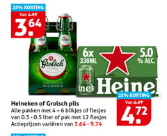  grolsch heineken blikjes bier 4 6 12 25 1615 gels premium pilsner beugels pils 6x 330ml pakken liter pak varieeren 