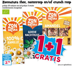  zonnatura thee 1 2 3 20 100 200 notenreep crunch reep pakje zakjes stuks combineren zon natura amandel nachtrust kamille oplosthee 