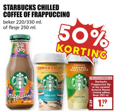  starbucks ijskoffie 50 250 chilled coffee frappuccino beker 330 ml flesje sip joy summer caramel macchiato brownie flavour limited edition 