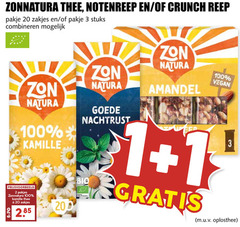  zonnatura thee 1 2 3 20 100 200 notenreep crunch reep pakje zakjes stuks combineren zon natura amandel kamille nachtrust bio oplosthee 