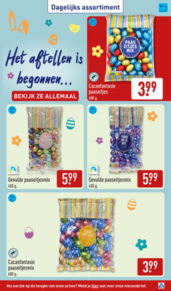  4 450 600 8800 dagelijks assortiment paas eitjes mix aftellen bekijk people nutri score cacaofantasie paaseitjes puur melk wit gevuld smaken creme pralinee fairtrade cocoa gevulde 5.99 forest cacao fantasie nature hoogte meld 