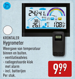  1 2 r comfort wet change hygrometer weergave temperatuur binnen buiten klok alarm batterijen stuk 
